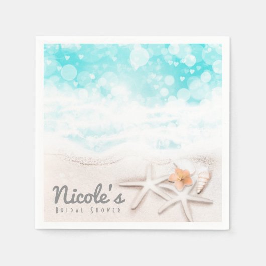 White Sandy Beach Starfish Blue Ocean Custom Party Serviette (Vorderseite)
