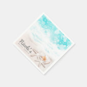 White Sandy Beach Starfish Blue Ocean Custom Party Serviette (Ecke)