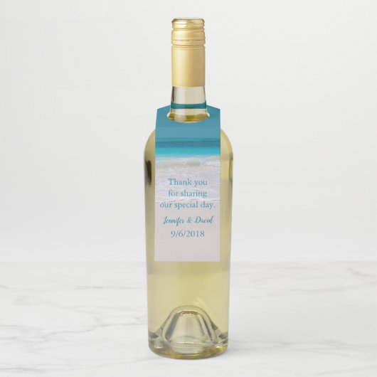White Sandy Beach Wein Flasche Gefallen Tag Flaschenanhänger (Auf Flasche)
