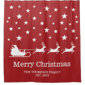 White Santa Sleigh und fröhlicher Weihnachtstext a Duschvorhang (Vorderseite)