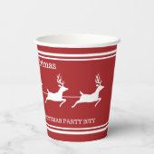 White Santa Sleigh und fröhlicher Weihnachtstext a Pappbecher (Rückseite)