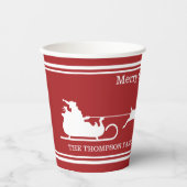 White Santa Sleigh und fröhlicher Weihnachtstext a Pappbecher (Vorderseite)