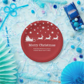 White Santa Sleigh und fröhlicher Weihnachtstext a Pappteller (Party)