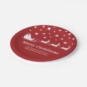 White Santa Sleigh und fröhlicher Weihnachtstext a Pappteller (Schrägansicht)