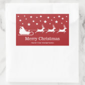White Santa Sleigh und fröhlicher Weihnachtstext a Rechteckiger Aufkleber (Tasche)