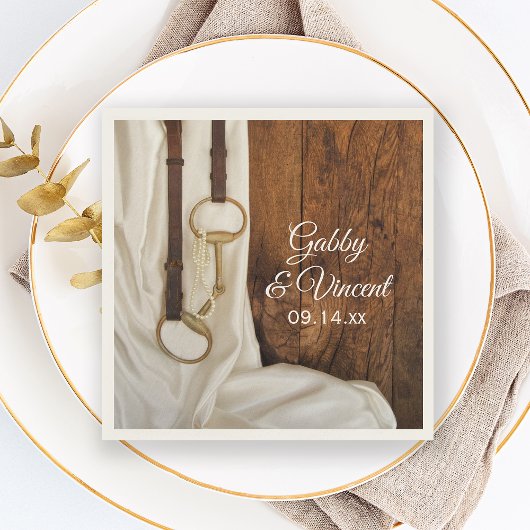 White Satin and Horse Bit Country Western Hochzeit Serviette