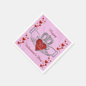 White Satin Claddagh Symbol Pink Valentine Napkins Serviette (Ecke)