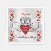 White Satin Claddagh Symbol Valentine Napkins Serviette (Vorderseite)