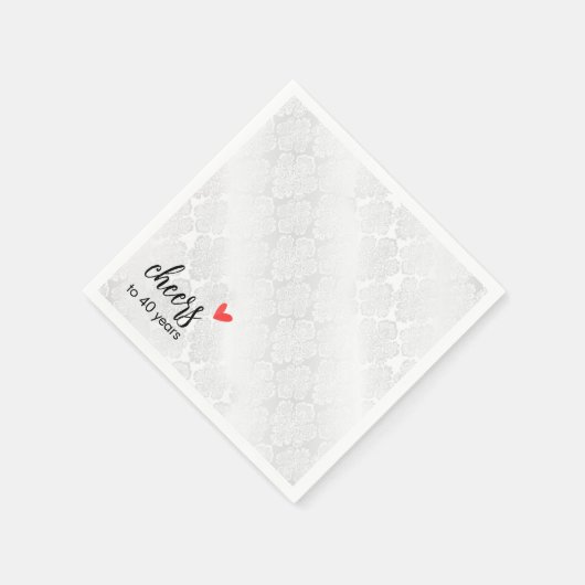 White Satin Damask 40 Jahre Serviette (Ecke)