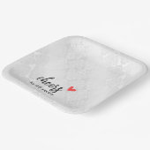 White Satin Damask 45 Jahre Pappteller (Gewinkelt)