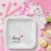 White Satin Damask 55 Jahre Pappteller (Party)