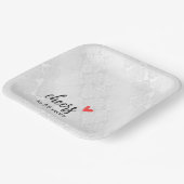 White Satin Damask 55 Jahre Pappteller (Gewinkelt)