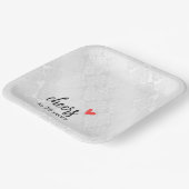 White Satin Damask 75 Jahre Pappteller (Gewinkelt)