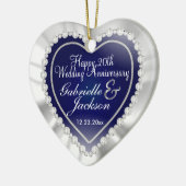White Satin & Diamonds Wedgeake |Navy Blue Keramik Ornament (Links)