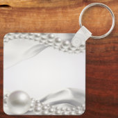 White Satin Fabric Pearls Vielen Dank für Ihr Inte Schlüsselanhänger (Rückseite)