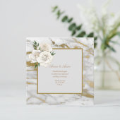 White Satin Rose informelle Einladung zur Hochzeit (Stehend Vorderseite)