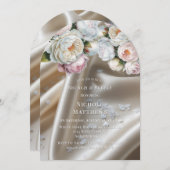 White Satin Roses and Peony Brunch & Bubbly Einladung (Vorne/Hinten)