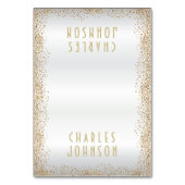 White Satin und Gold Confetti - Platzkarten Tischnummer (Vorderseite)