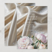 White Satin with Roses and Peony Couples Shower Einladung (Vorne/Hinten)
