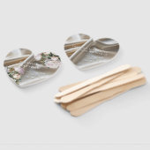 White Satin with Roses and Peony Wedding Fächer (Non-assembled)