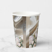 White Satin with Roses and Peony Wedding Pappbecher (Rechts)