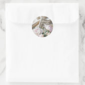 White Satin with Roses and Peony Wedding Runder Aufkleber (Tasche)