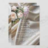 White Satin with Roses and Peony Wedding Shower Einladung (Vorne/Hinten)