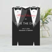 White Save the Date Christmas Cards Gay Wedding (Stehend Vorderseite)