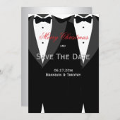 White Save the Date Christmas Cards Gay Wedding (Vorne/Hinten)