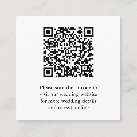 White Scannable QR Code Wedding Enclosure Card Begleitkarte (Rückseite)