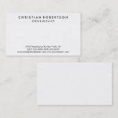 White Schlicht Modern Consultant Business Card Visitenkarte (Vorne/Hinten)