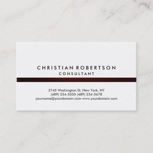 White Schlicht Modern Consultant Business Card Visitenkarte (Vorderseite)