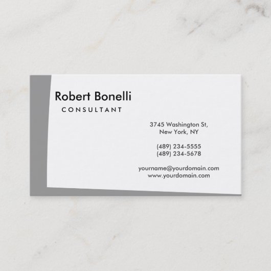 White Schlicht Modern Consultant Business Card Visitenkarte (Vorderseite)