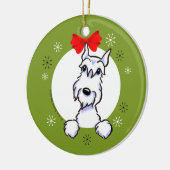 White Schnauzer Croppe Ohren Weihnachtsklassiker Keramik Ornament (Links)