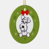 White Schnauzer Natural Ears Weihnachtsklassiker Keramik Ornament (Rechts)