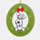 White Schnauzer Natural Ears Weihnachtsklassiker Keramik Ornament (Links)