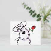 White Schnauzer Sweetheart Rose Postkarte (Stehend Vorderseite)