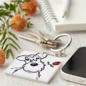 White Schnauzer Sweetheart Rose Schlüsselanhänger (Vorderseite rechts)