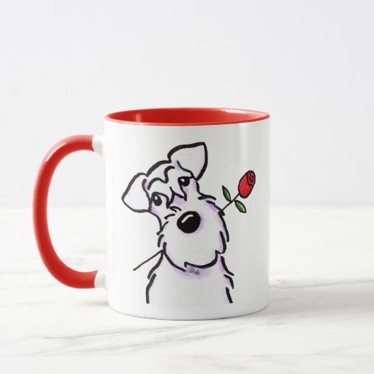 White Schnauzer Sweetheart Rose Tasse (Links)