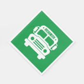 White School Bus im grünen Hintergrund Serviette (Ecke)