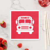 White School Bus mit rotem Hintergrund Serviette (Beispiel)