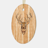 White Schwanz Buck Deer Head Holzkörner Style Keramikornament (Links)