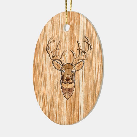White Schwanz Buck Deer Head Holzkörner Style Keramikornament (Links)