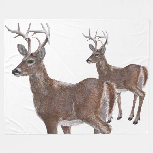 White Schwanz Deer Buck Fleecedecke (Vorderseite (Horizontal))