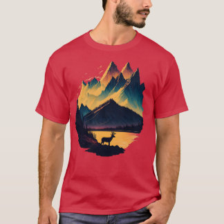 White Schwanz Deer Buck Sunset Mountain T-Shirt