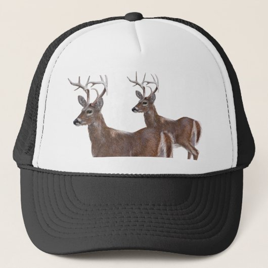 White Schwanz Deer Buck Truckerkappe (Vorderseite)