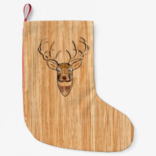 White Schwanz Deer Buck Wood Grain Design Kleiner Weihnachtsstrumpf