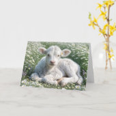 White Scottish Highland Calf Birthday Karte (Gelbe Blume)