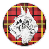 White Scottish Terrier Scotty Keramik Knopf Keramikknauf (Vorderseite)