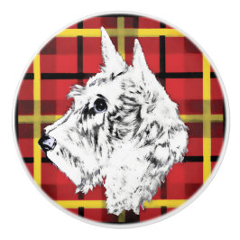 White Scottish Terrier Scotty Keramik Knopf Keramikknauf